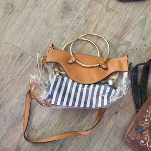 Transparent Tan and Gold Women's Bag